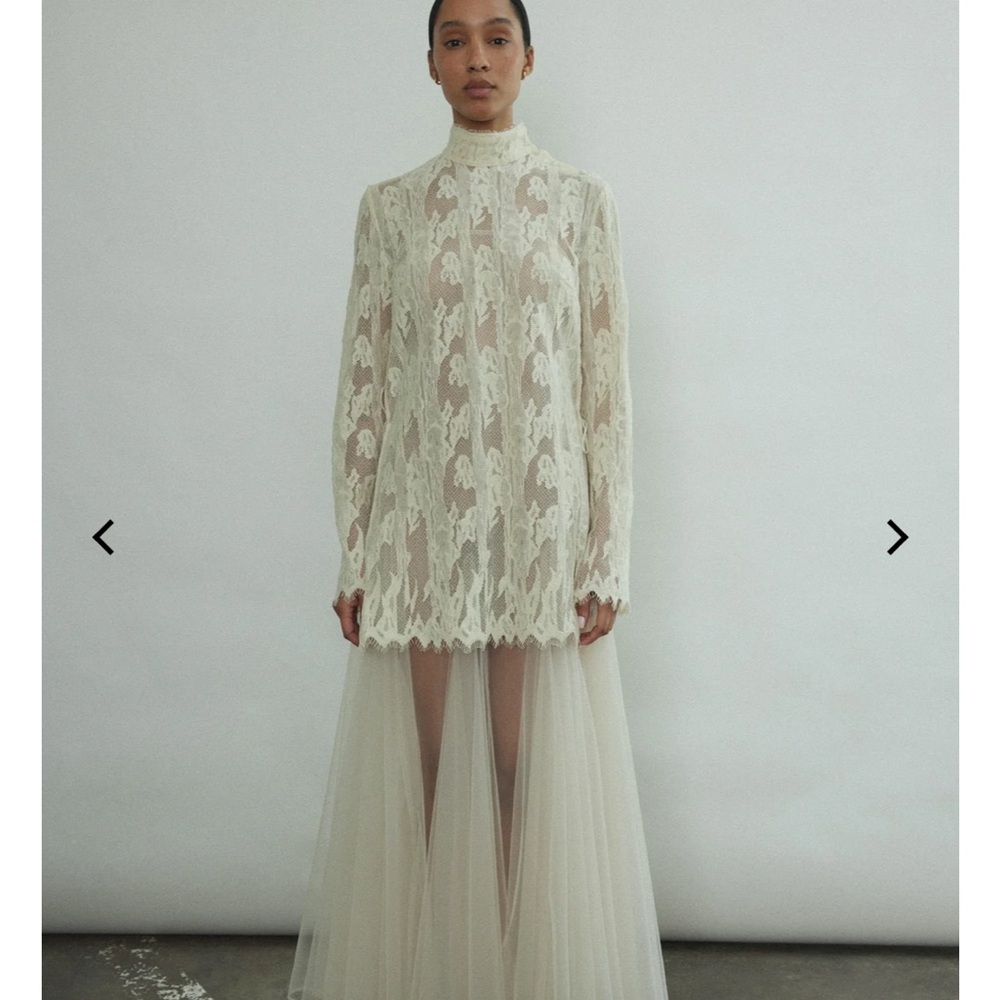 Elegant Cream Lace Long Sleeve Tunic - Picture 4 of 11